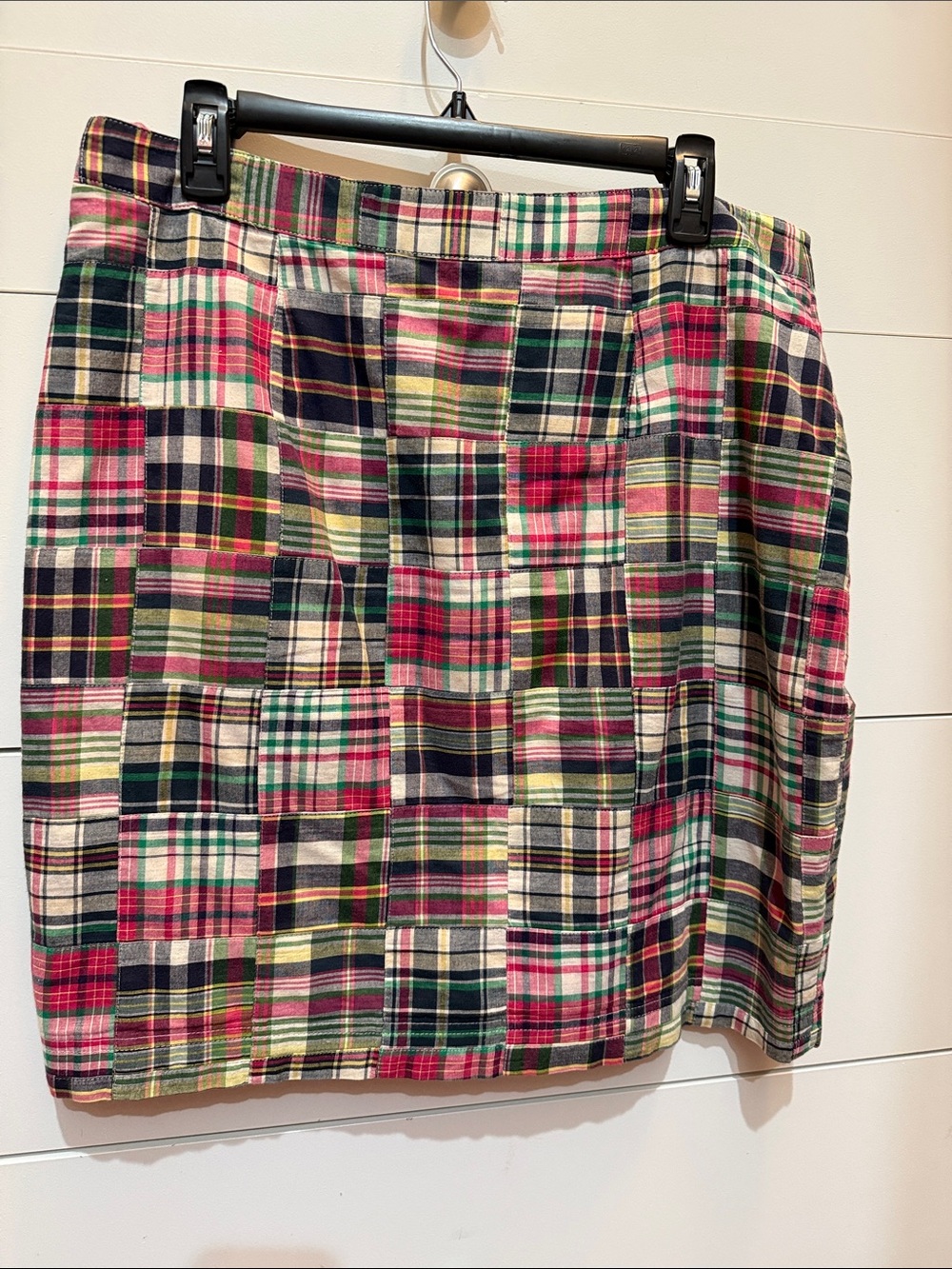 Brooks Brothers Plaid Patchwork Mini Skirt in Red, Green, Navy, Cream